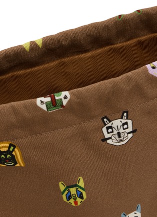 Detail View - Click To Enlarge - LOEWE - Cats Small Drawstring Canvas Cotton Pouch