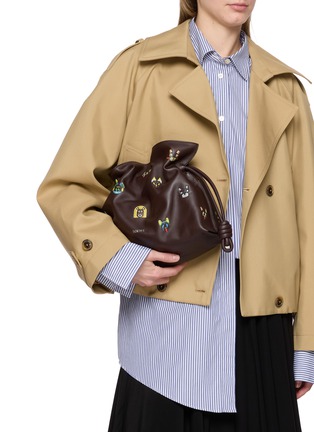 Figure View - Click To Enlarge - LOEWE - Cats Medium Flamenco Leather Clutch