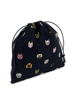Figure View - Click To Enlarge - LOEWE - Cats Small Drawstring Canvas Cotton Pouch