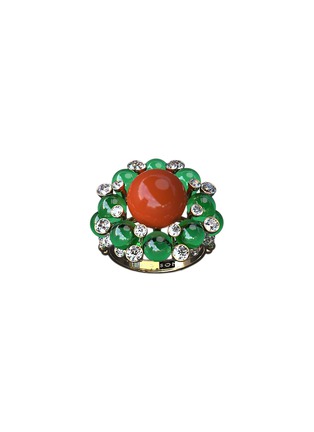 Main View - Click To Enlarge - MING SONG HAUTE JOAILLERIE - Abyssal Whispers 14K Gold Coral Chalcedony  Diamond Ring — HK 13