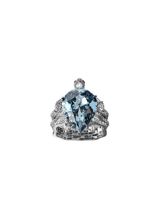 Main View - Click To Enlarge - MING SONG HAUTE JOAILLERIE - Abyssal Whispers Platinum Aquamarine Diamond Ruby Ring — HK 13