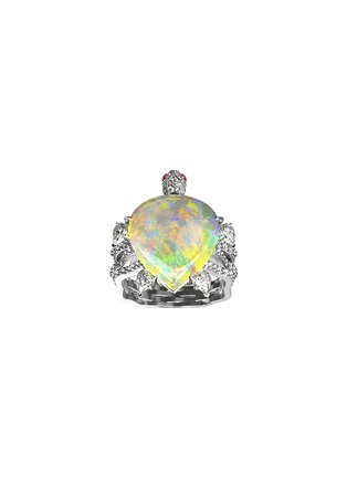 Main View - Click To Enlarge - MING SONG HAUTE JOAILLERIE - Abyssal Whispers Platinum Opal Diamond Ruby Ring — HK 13