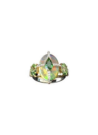 Main View - Click To Enlarge - MING SONG HAUTE JOAILLERIE - Abyssal Whispers Platinum Opal Tsavorite Olivine Sapphire Diamond Ring — HK 13