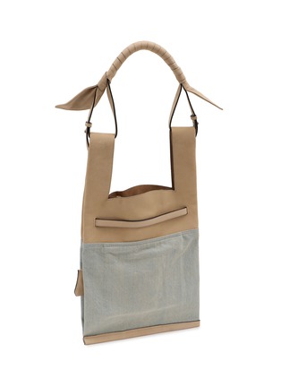 Detail View - Click To Enlarge - BEAUTIFUL PEOPLE - Large Bandage Handle Denim Suede Market Bag