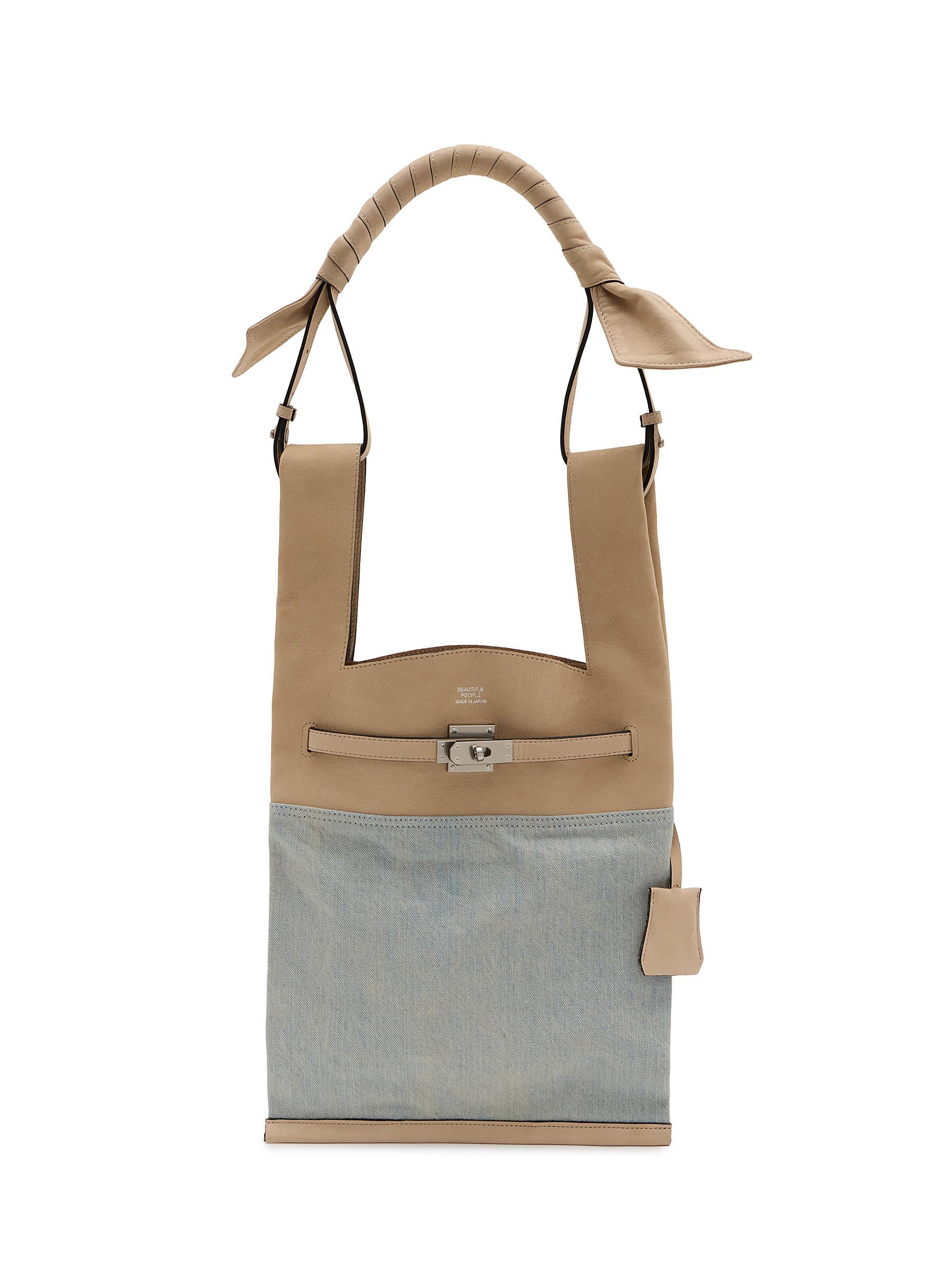 BEAUTIFUL PEOPLE | Large Bandage Handle Denim Suede Market Bag