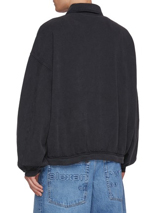 Back View - Click To Enlarge - ALEXANDERWANG - Oversized Long Sleeve Embroidered Logo Cotton Polo Top