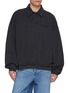 ALEXANDERWANG Oversized Long Sleeve Embroidered Logo Cotton Polo Top