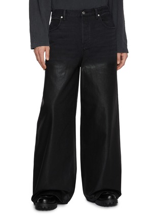 Main View - Click To Enlarge - ALEXANDERWANG - Dark Washed Half Coated Denim Jeans