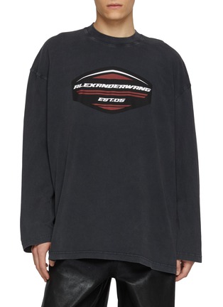 Main View - Click To Enlarge - ALEXANDERWANG - Oversized Sport Shield Graphic Print Cotton Sweatshirt