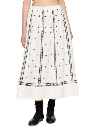 Main View - Click To Enlarge - JUPE BY JACKIE - Brawler Hand Embroidered Linen Maxi Skirt