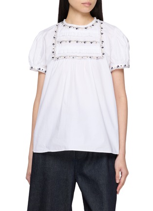 Main View - Click To Enlarge - JUPE BY JACKIE - Sleeveless Floral Hand Embroidered Sleeveless Top