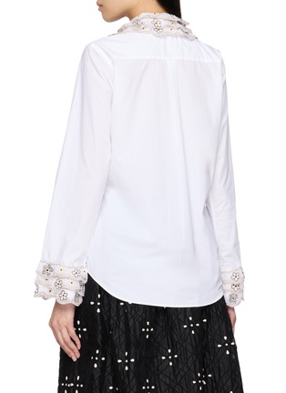 Back View - Click To Enlarge - JUPE BY JACKIE - Desir Hand Embroidered Ruffles Cotton Poplin Shirt