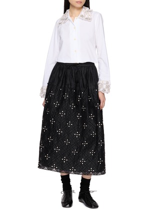 Figure View - Click To Enlarge - JUPE BY JACKIE - Desir Hand Embroidered Ruffles Cotton Poplin Shirt