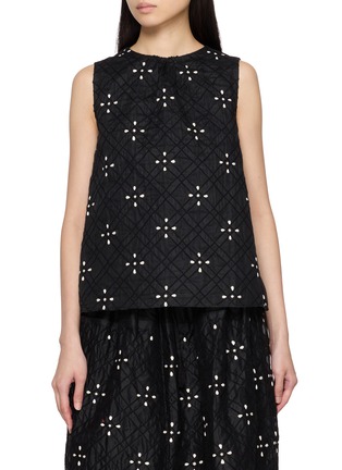 Main View - Click To Enlarge - JUPE BY JACKIE - Suneli Sleeveless Hand Embroidered Swiss Cotton Top