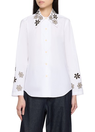 Main View - Click To Enlarge - JUPE BY JACKIE - Dempster Hand Embroidered Cotton Poplin Shirt