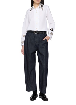 Figure View - Click To Enlarge - JUPE BY JACKIE - Dempster Hand Embroidered Cotton Poplin Shirt