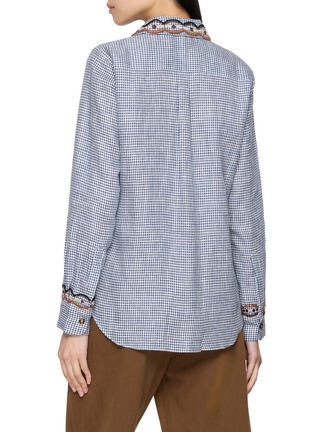 Back View - Click To Enlarge - JUPE BY JACKIE - Wattle Chequered Hand Embroidered Linen Shirt