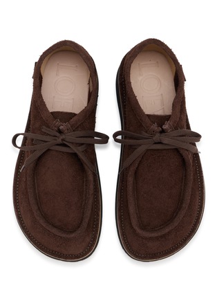 Detail View - Click To Enlarge - LOEWE - Faro Lace Up Suede Moccasins