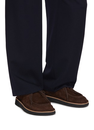 Figure View - Click To Enlarge - LOEWE - Faro Lace Up Suede Moccasins