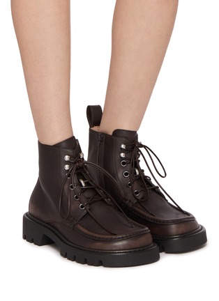 LOEWE | Sierra Leather Combat Ankle Boots | Women | Lane Crawford