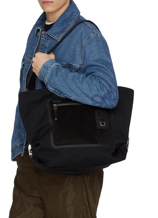 Figure View - Click To Enlarge - LOEWE - Flex Zipped Canvas Suede Tote Bag