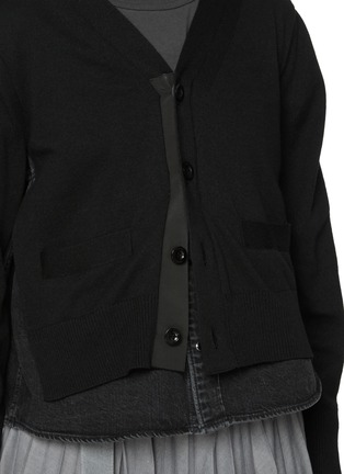  - SACAI - Hybrid Knit Dark Wash Denim Cardigan