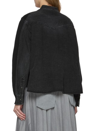 Back View - Click To Enlarge - SACAI - Hybrid Knit Dark Wash Denim Cardigan