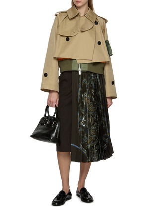 Figure View - Click To Enlarge - SACAI - Hybrid Layered Cropped Trench Jacket