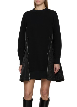 Main View - Click To Enlarge - SACAI - Contrast Side Insert Hybrid Mini Dress