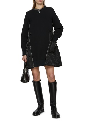Figure View - Click To Enlarge - SACAI - Contrast Side Insert Hybrid Mini Dress
