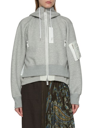 Main View - Click To Enlarge - SACAI - Sponge Sweat Layered Hem Hooded Jacket