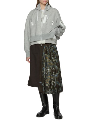 Figure View - Click To Enlarge - SACAI - Sponge Sweat Layered Hem Hooded Jacket
