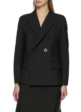 Main View - Click To Enlarge - SACAI - Pleated Back Double Breasted Blazer