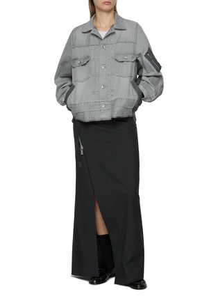 Figure View - Click To Enlarge - SACAI - Hybrid Light Wash Denim Jacket