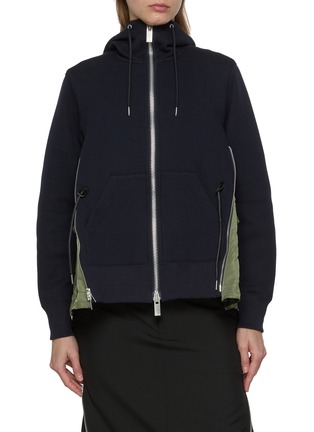 Main View - Click To Enlarge - SACAI - Sponge Sweat Side Insert Hooded Jacket