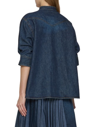 Back View - Click To Enlarge - SACAI - Hybrid Half Sleeve Dark Wash Denim Top