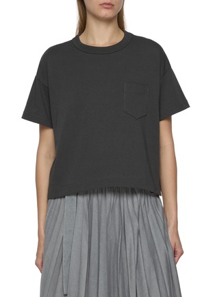 Main View - Click To Enlarge - SACAI - Side Popper Logo Cotton T-Shirt