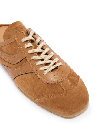 Detail View - Click To Enlarge - DRIES VAN NOTEN - Lace Up Suede Leather Women's Mule Sneakers