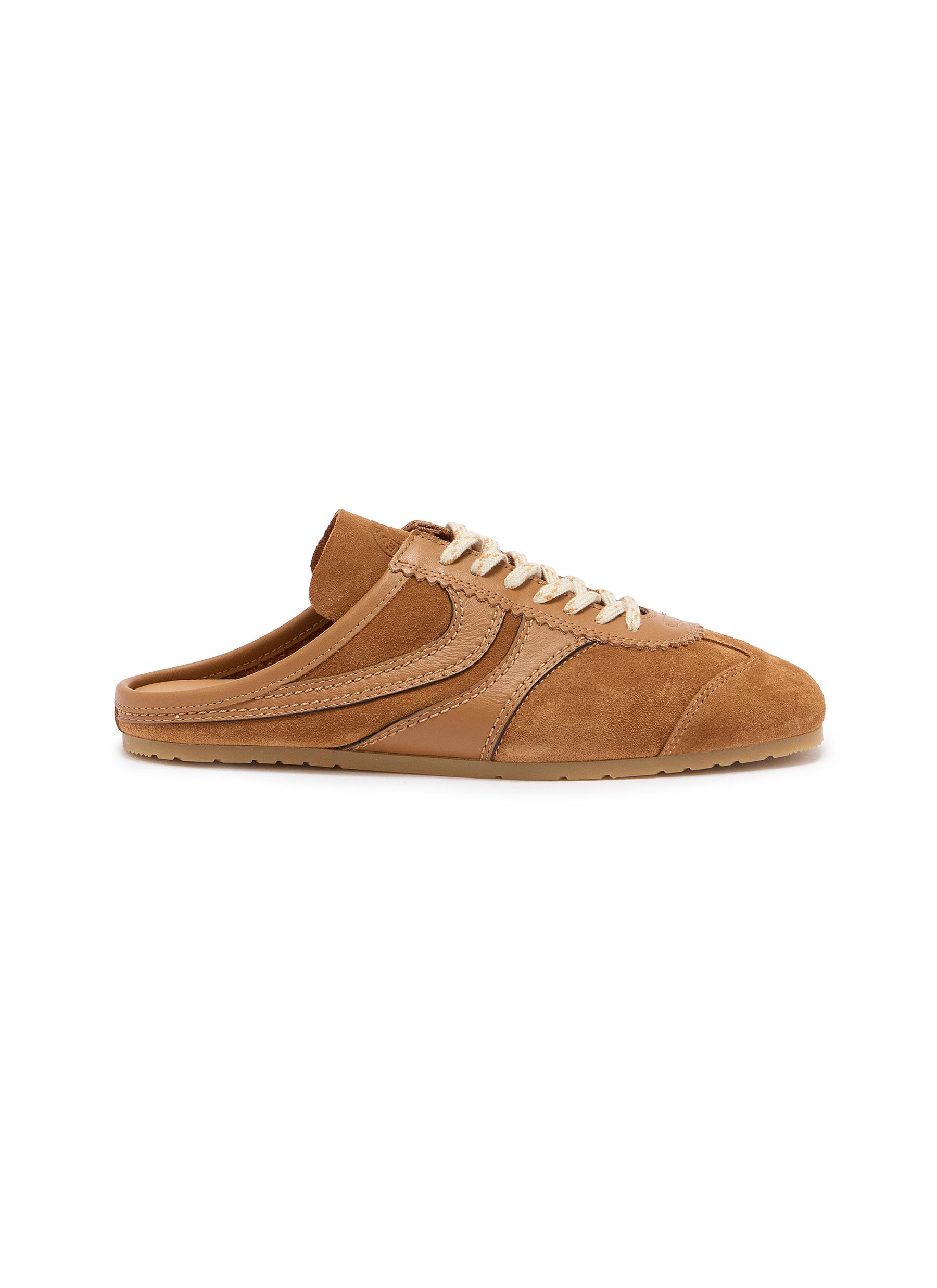 DRIES VAN NOTEN | Lace Up Suede Leather Women's Mule Sneakers