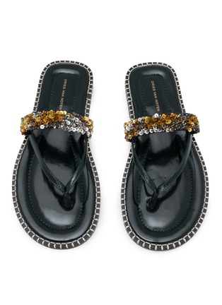 Detail View - Click To Enlarge - DRIES VAN NOTEN - Sequin Leather Flipflop Sandal