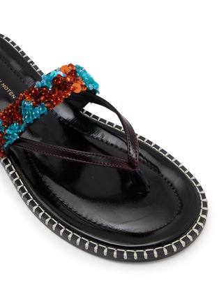 Detail View - Click To Enlarge - DRIES VAN NOTEN - Sequin Leather Flipflop Sandals