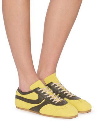 Figure View - Click To Enlarge - DRIES VAN NOTEN - Lace Up Suede Leather Women's Mule Sneakers