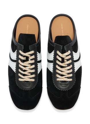 Detail View - Click To Enlarge - DRIES VAN NOTEN - Lace Up Suede Leather Women's Mule Sneakers
