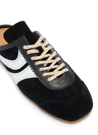 Detail View - Click To Enlarge - DRIES VAN NOTEN - Lace Up Suede Leather Women's Mule Sneakers