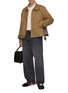 Figure View - Click To Enlarge - LOEWE - Detachable Chequered Vest Layered Zip Up Wool Cotton Jacket