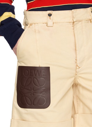  - LOEWE - Turn Up Leather Anagram Patch Pocket Shorts