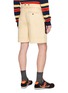 Back View - Click To Enlarge - LOEWE - Turn Up Leather Anagram Patch Pocket Shorts