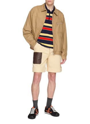 Figure View - Click To Enlarge - LOEWE - Turn Up Leather Anagram Patch Pocket Shorts