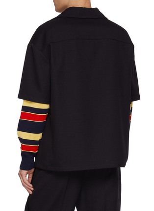 Back View - Click To Enlarge - LOEWE - Short Sleeve Zip Up Wool Pocket Shirt