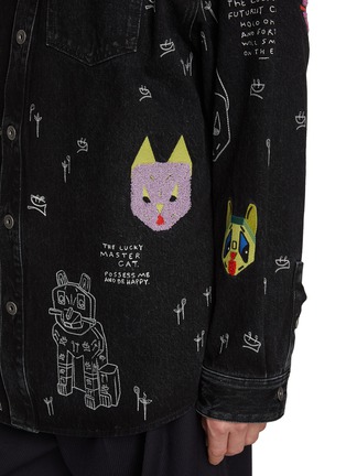  - LOEWE - X Louis Wain Dark Wash Cat Print Cotton Denim Overshirt